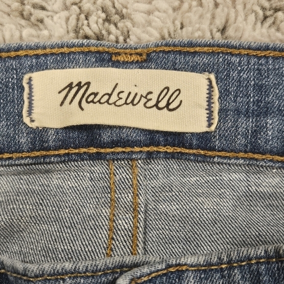 Madewell Sz 25 9" High Rise Skinny Distressed Raw Hem Light Wash Stretch Jeans - Picture 6 of 14